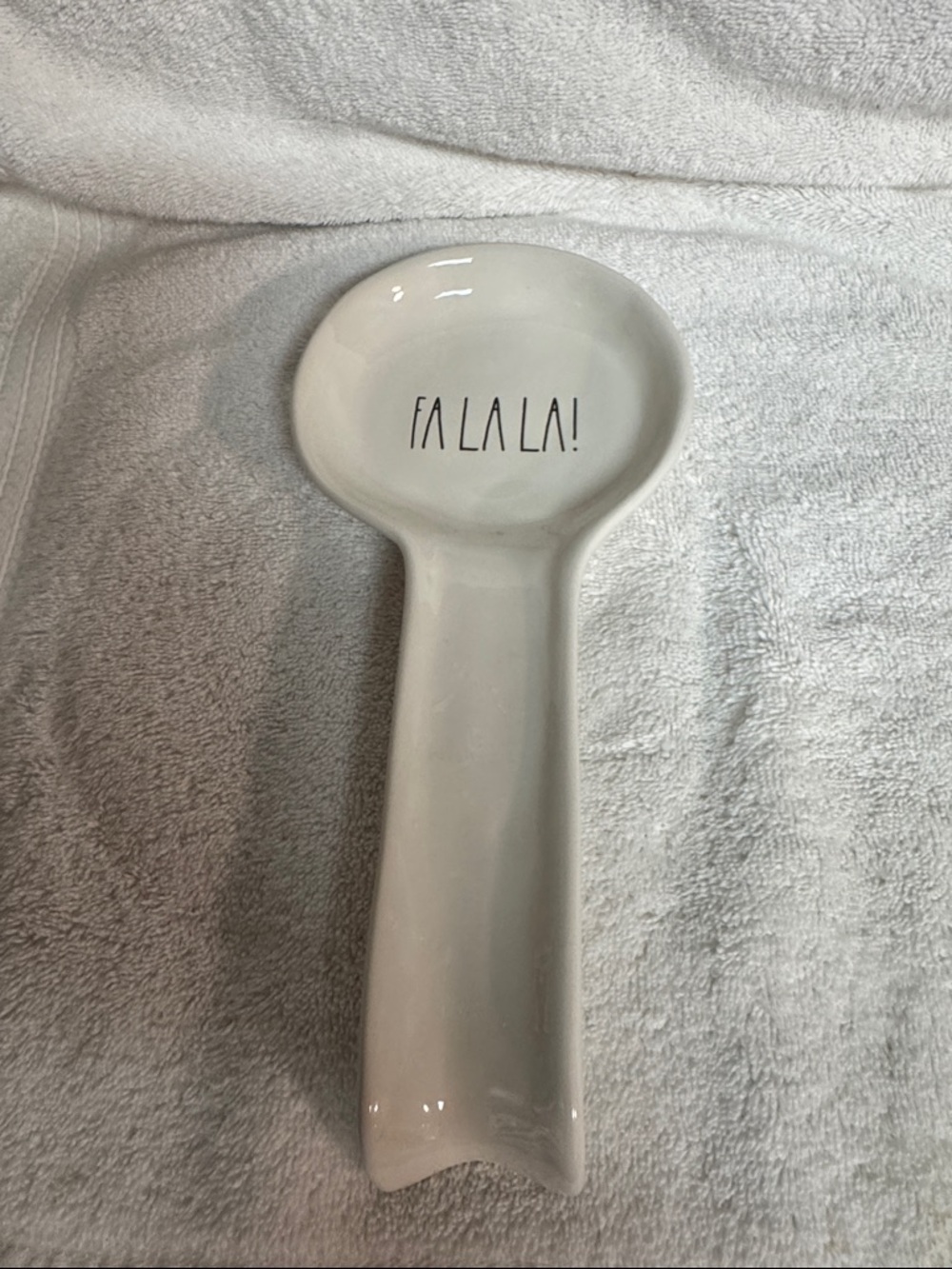 Rae Dunn White "FA LA LA!" Ceramic Spoon Rest